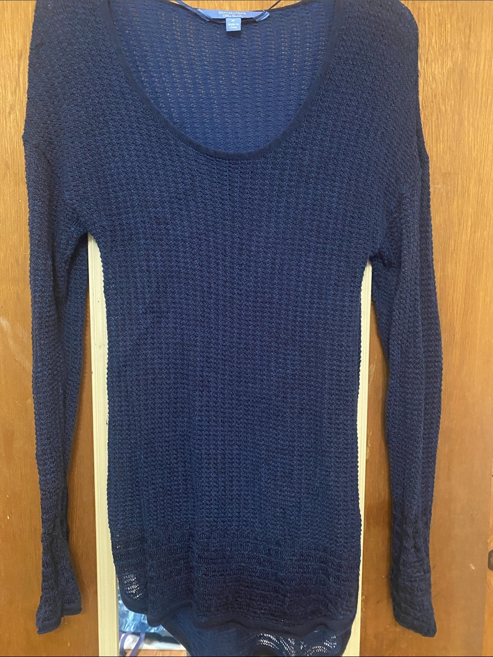 Simply Vera Vera Wang Navy Scoop Neck Lightweight Sweater